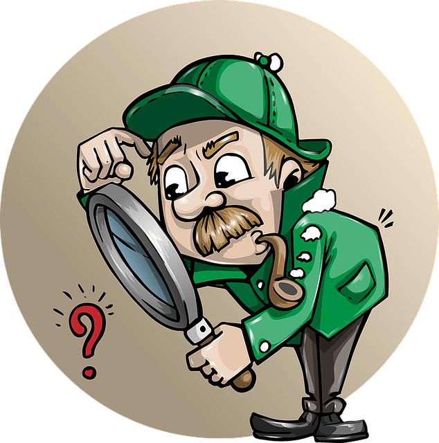 illustrated image of Sherlock looking through a magnifying glass looking at a question mark heading an article by EM Law about Due Diligence When Buying A Business