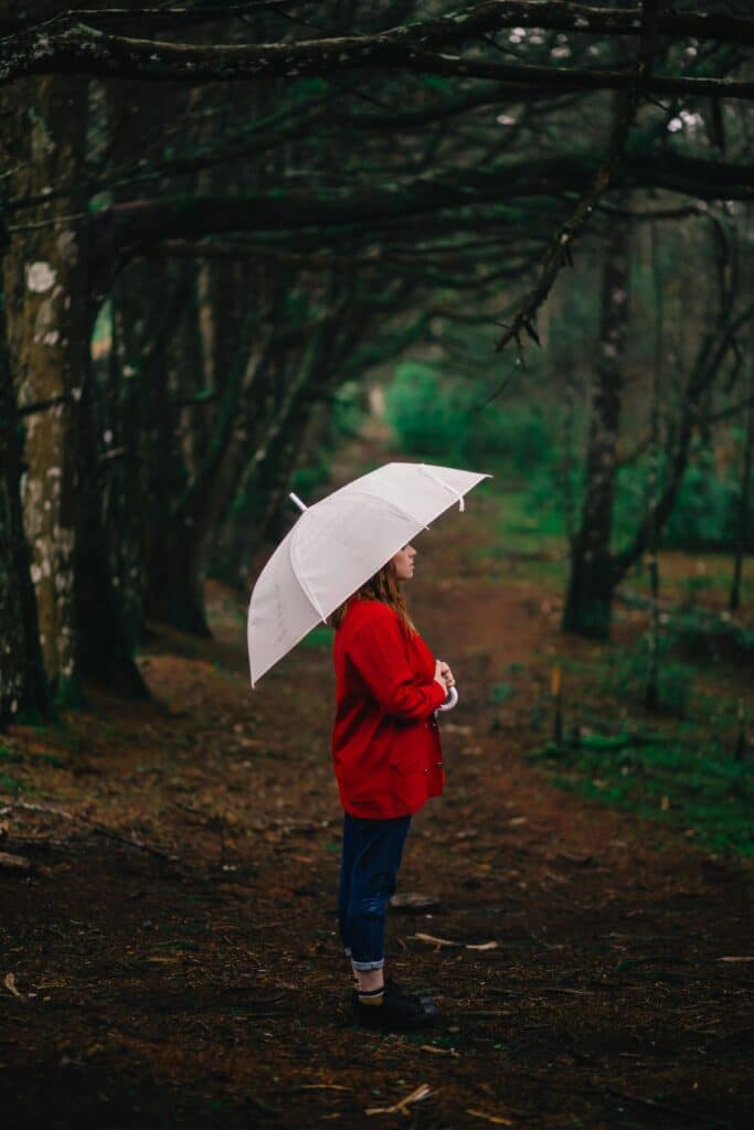 image of a woman holding an umbrella accompanying a blog post by EM Law about indemnity 