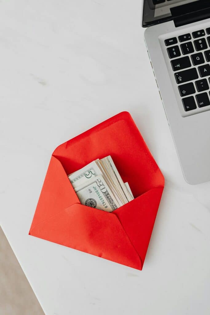 image of red envelope with money inside