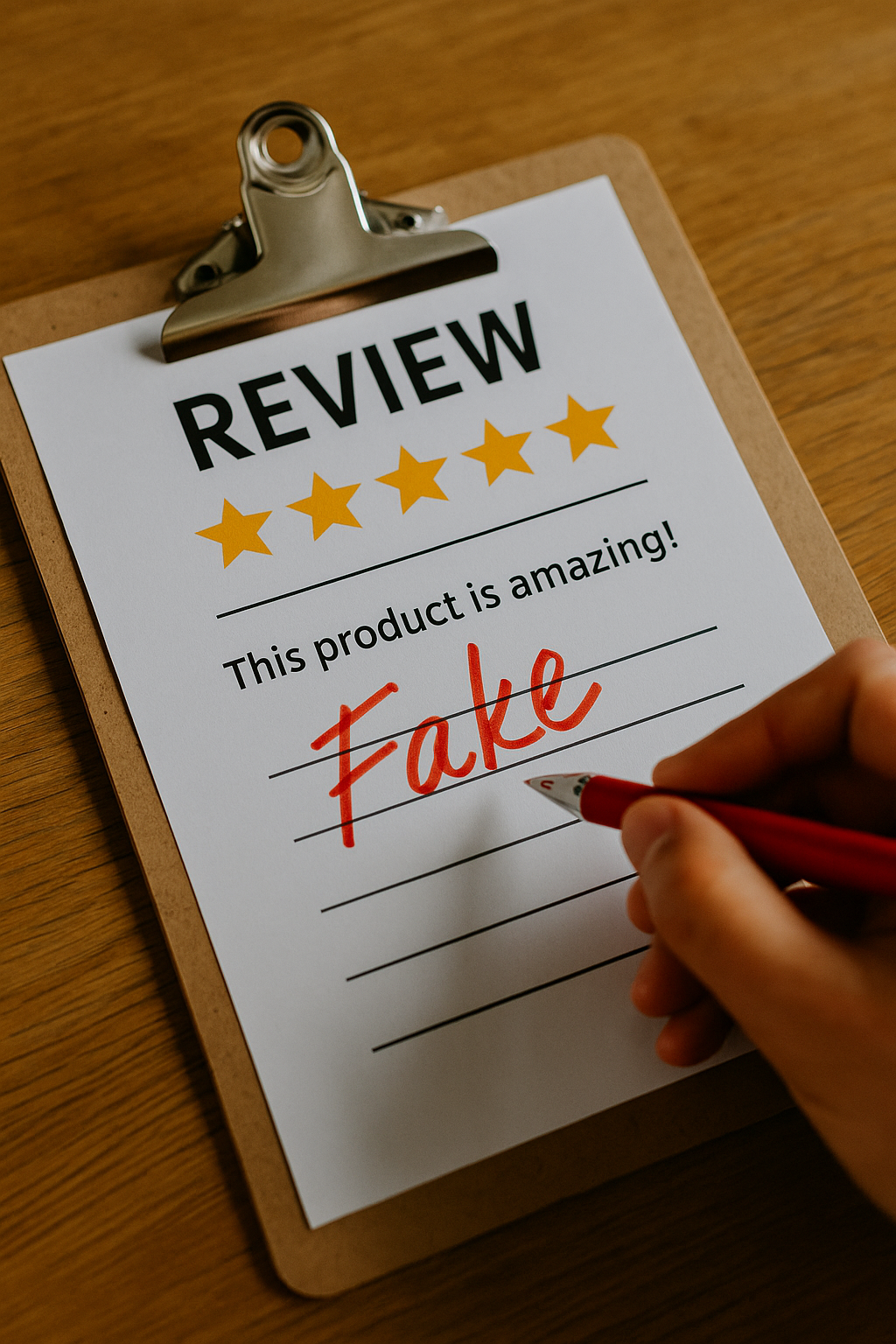 image of fake reviews