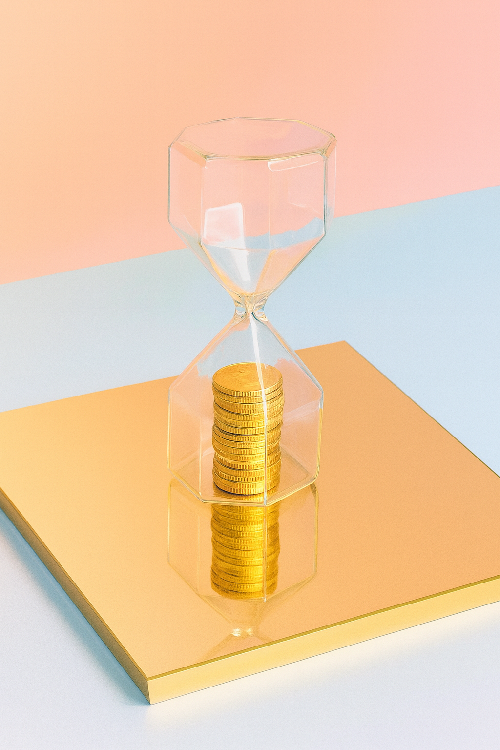 image of an hourglass filled with coins
