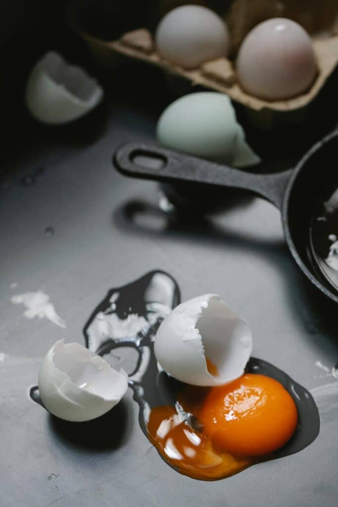 image of a cracked spilled egg