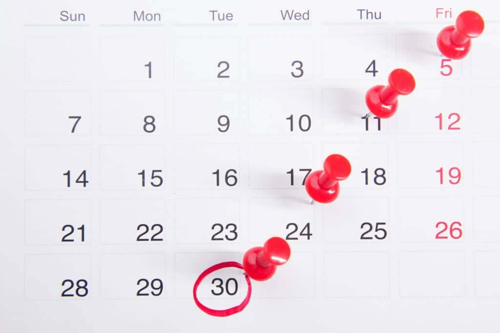 image of a moved date on the calendar