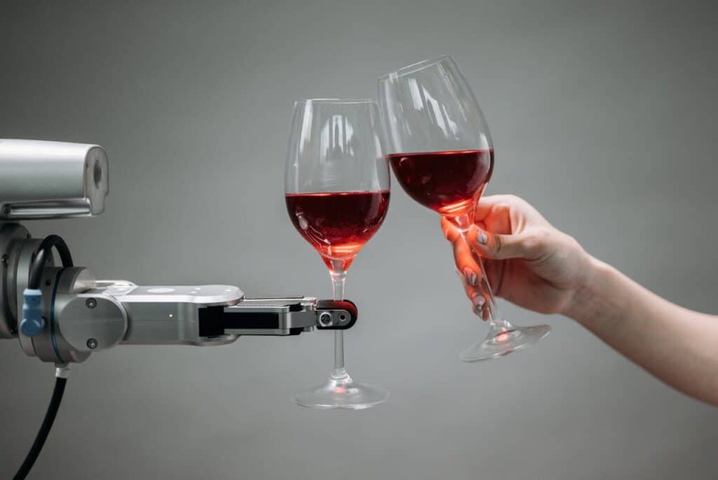 image of AI with a glass of wine