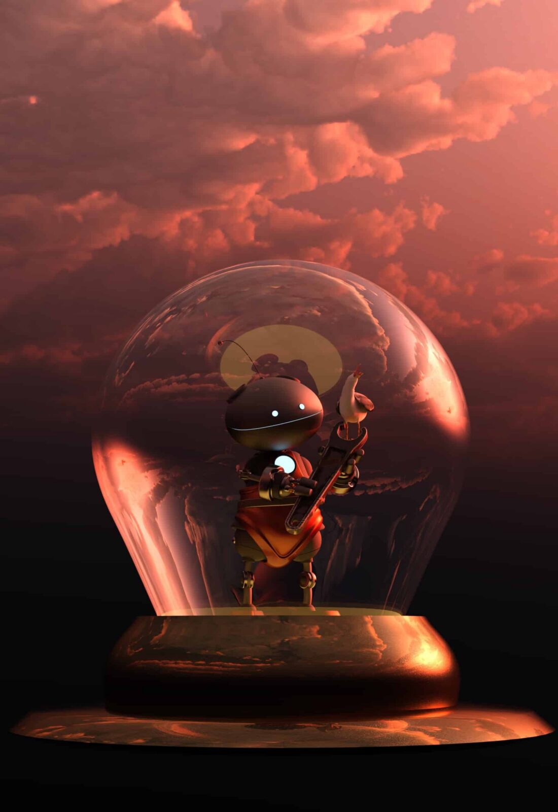Robot in glass bowl, representing AI Transparency Obligations, EM Law