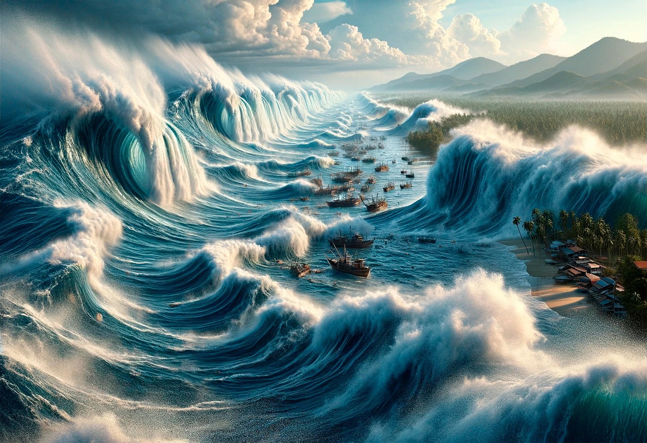 Tsunami destroying coastline and disrupting trade as a force majeure event EM Law