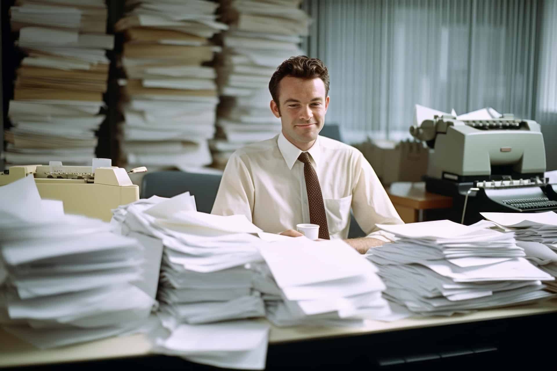 Man surrounded by paperwork in EM Law blog about Joint Ventures